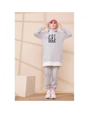 Survêtement avec extension blanche - Ensemble Sweat à capuche imprimé (Boutique Hijab France - Vente en ligne de... 