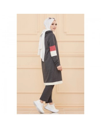 Ensemble décontracté et sport pour femme (Vêtement Hijab Mode) - Couleur anthracite 