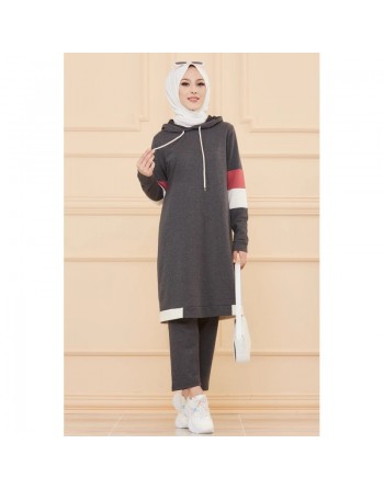 Ensemble décontracté et sport pour femme (Vêtement Hijab Mode) - Couleur anthracite 