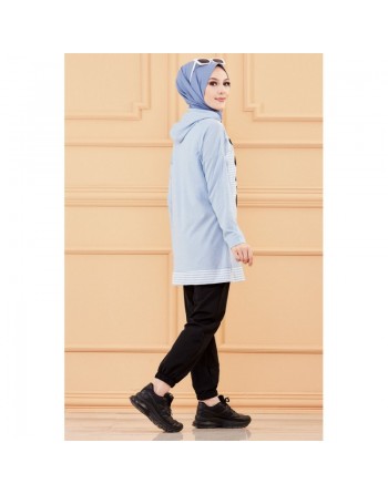 Tunique imprimée Joker (Vêtement moderne pour femme voilée) - Couleur bleu 