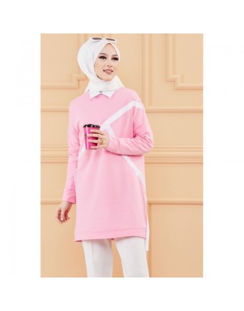 Tunique moderne pour femme - Sweat original pour hijab - Couleur rose 