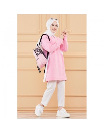 Tunique moderne pour femme - Sweat original pour hijab - Couleur rose 