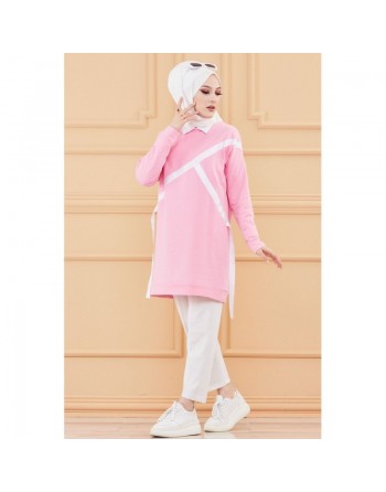 Tunique moderne pour femme - Sweat original pour hijab - Couleur rose 