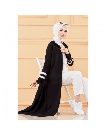 Djellaba moderne à capuche pour femme (Mode Musulmane) - Couleur noir 