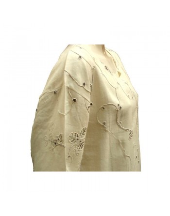 Robe Sara en lin manches longues avec broderie et paillettes (plusieurs couleurs disponibles) 