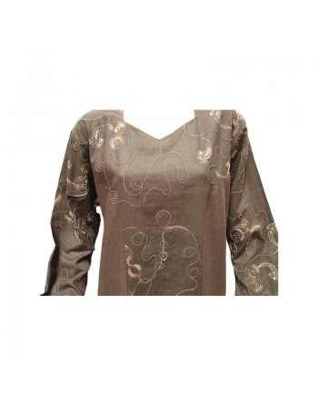 Robe Sara en lin manches longues avec broderie et paillettes (plusieurs couleurs disponibles) 