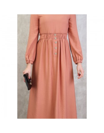 Robe fluide casual sobre pour femme - Couleur pêche 