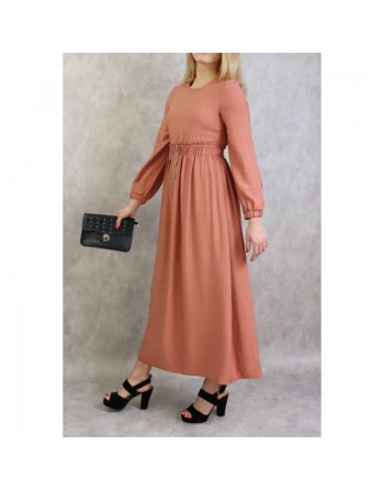 Robe fluide casual sobre pour femme - Couleur pêche 