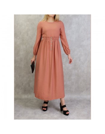 Robe fluide casual sobre pour femme - Couleur pêche 