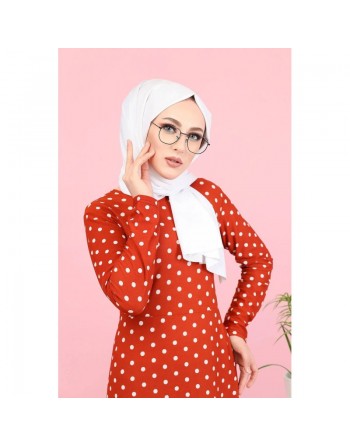 Robe longue à pois pour femme (Vetement musulman chic) - Couleur rouille 