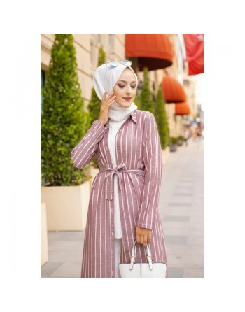 Robe à rayures bordeaux pour femme 