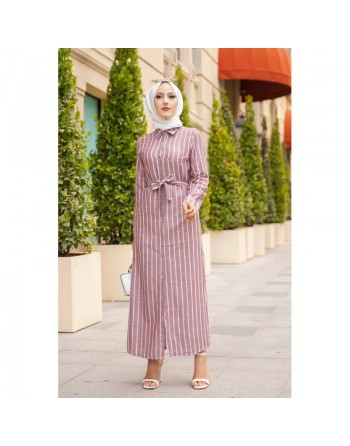 Robe à rayures bordeaux pour femme 