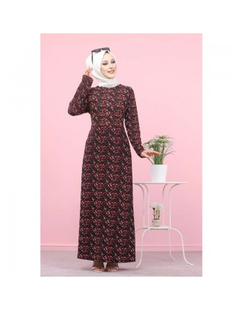Robe longue fleurie (Mode Musulmane) pour femme voilée - Couleur Noire 
