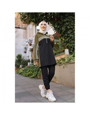 Survêtement femme (Boutique Vêtement Décontracté et Sport pour Hijab) - Couleur noir et kaki 