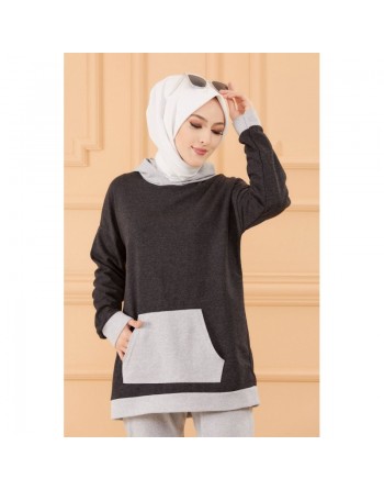 Ensemble jogging pour femme (Vetement sport hijab) - Couleur anthracite 