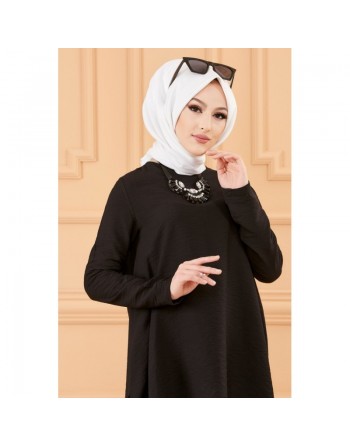 Tunique style habillé ample pour femme - Couleur noir 