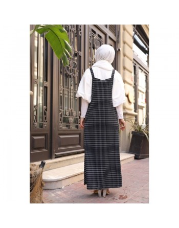 Combinaison à carreaux (Vetement hijab moderne) - Couleur bleu marine 