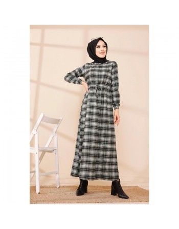 Robe longue en cachemire (Vetement hijab) - Couleur kaki 