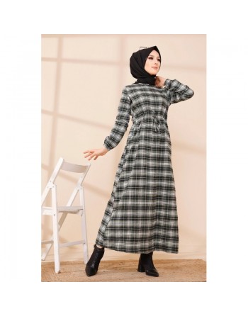 Robe longue en cachemire (Vetement hijab) - Couleur kaki 