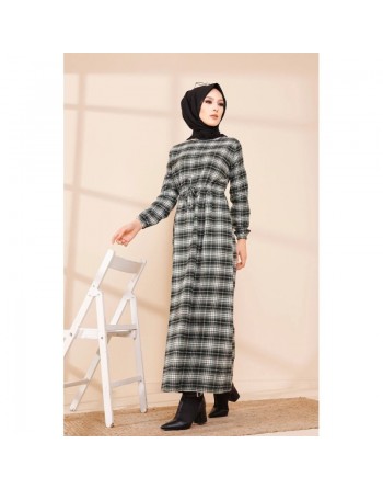 Robe longue en cachemire (Vetement hijab) - Couleur kaki 