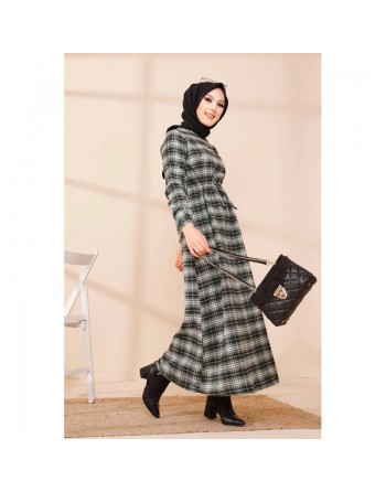 Robe longue en cachemire (Vetement hijab) - Couleur kaki 