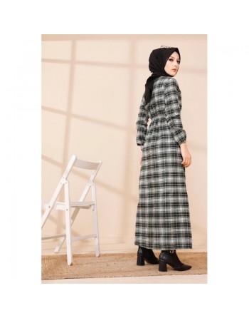 Robe longue en cachemire (Vetement hijab) - Couleur kaki 