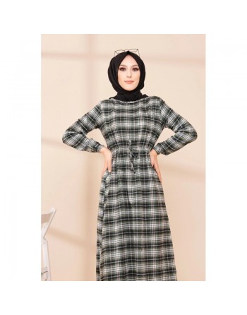 Robe longue en cachemire (Vetement hijab) - Couleur kaki 