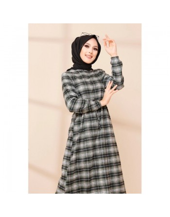 Robe longue en cachemire (Vetement hijab) - Couleur kaki 