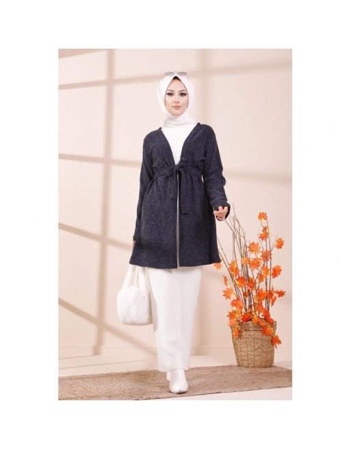 Tunique-Cardigan moderne pour femme (Vêtements Hijab - Saison Automne Hiver) - Couleur bleu marine Tunique-Cardigan moderne pour femme (Vêtements Hijab - Saison Automne Hiver) - Couleur bleu marine