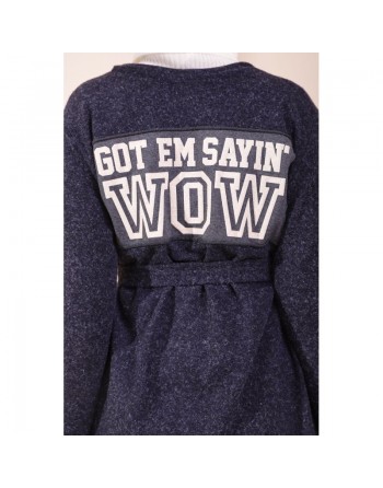 Tunique-Cardigan moderne pour femme (Vêtements Hijab - Saison Automne Hiver) - Couleur bleu marine 