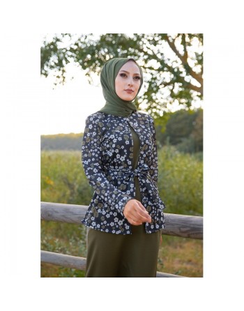 Ensemble Robe et Veste Gilet (Tenue musulmane chic) - Couleur Kaki 