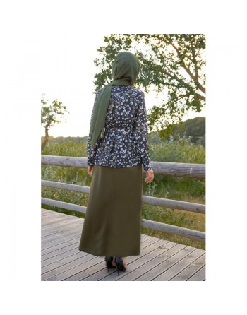 Ensemble Robe et Veste Gilet (Tenue musulmane chic) - Couleur Kaki 