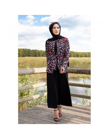 Ensemble assorti : Robe et Veste-Gilet (Modest Fashion) - Couleur noire 