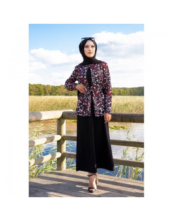 Ensemble assorti : Robe et Veste-Gilet (Modest Fashion) - Couleur noire 