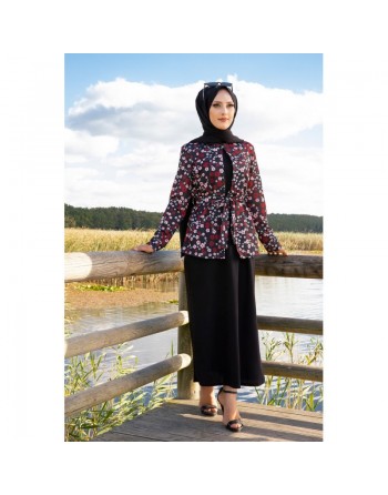 Ensemble assorti : Robe et Veste-Gilet (Modest Fashion) - Couleur noire 