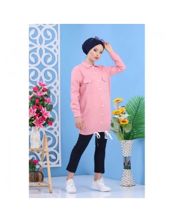 Veste casual légère mi-longue pour femme - Couleur Rose 