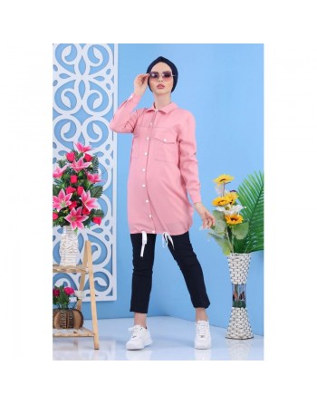 Veste casual légère mi-longue pour femme - Couleur Rose 