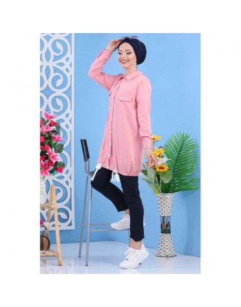 Veste casual légère mi-longue pour femme - Couleur Rose 
