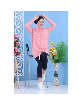 Veste casual légère mi-longue pour femme - Couleur Rose 
