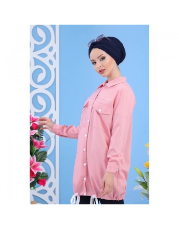 Veste casual légère mi-longue pour femme - Couleur Rose 