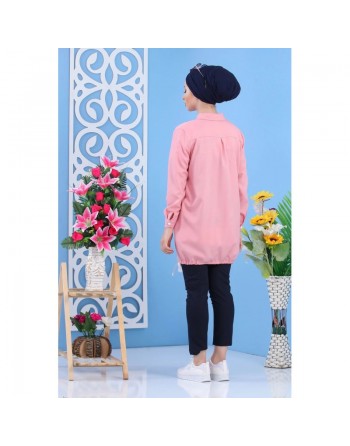 Veste casual légère mi-longue pour femme - Couleur Rose 