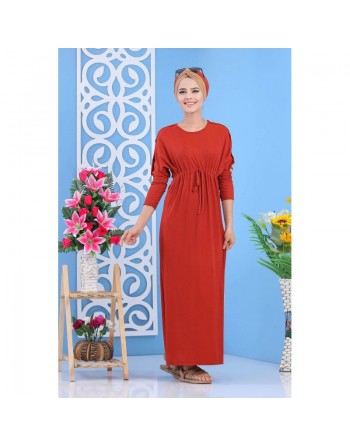 Robe longue type Chauve Souris pour femme - Couleur Rouge brique 