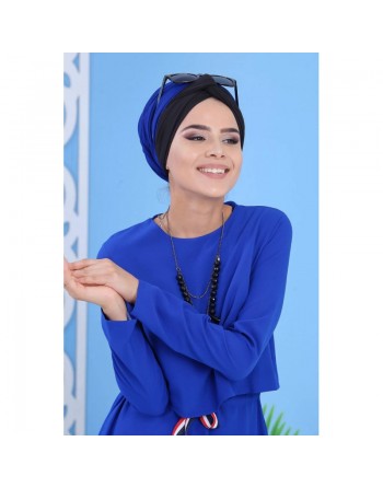 Robe maxi-longue et évasée avec style crop top pour femme - Grandes tailles - Couleur bleu roi 