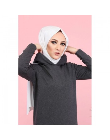 Tunique décontractée Sweat à capuche pour femme (Sweat-shirt moderne & Modest Fashion) - Couleur anthracite (Gris chiné) 