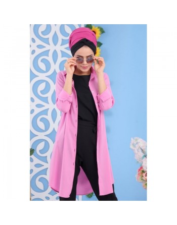 Chemise Longue ample pour femme - Couleur Rose Orchidée 