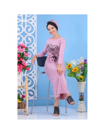 Robe Longue Décontractée imprimée pas cher pour femme - Couleur Rose 
