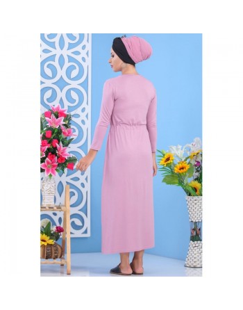 Robe Longue Décontractée imprimée pas cher pour femme - Couleur Rose 