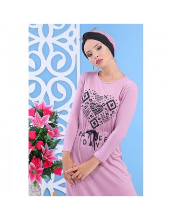Robe Longue Décontractée imprimée pas cher pour femme - Couleur Rose 