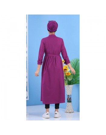 Robe de ville boutonnée pour femme style casual - Couleur violette (Grandes Tailles disponibles) 