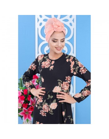 Robe longue décontractée à imprimé floral pour femme - Couleur noire 